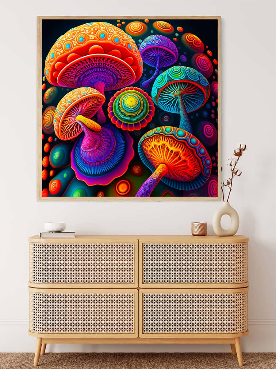 Magic Mushrooms Abstract — AB Diamond Painting Kit, product view 3