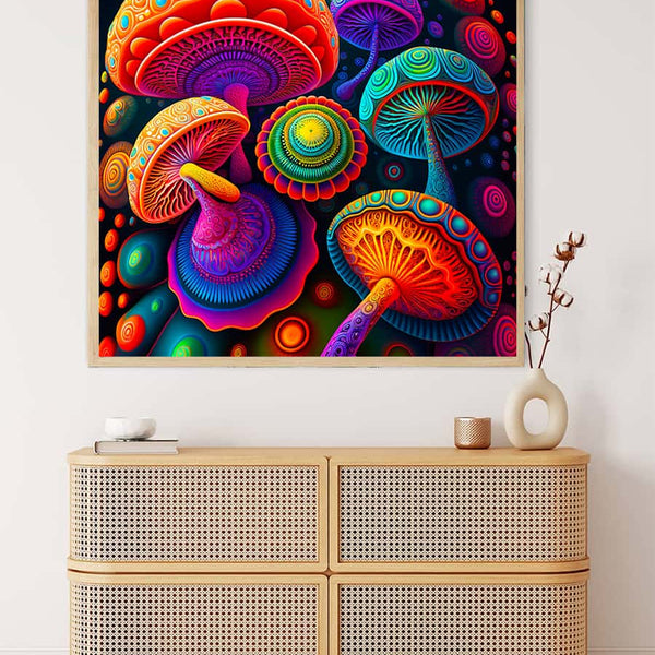 Magic Mushrooms Abstract — AB Diamond Painting Kit, product view 3