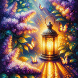 Lantern with lilacs — Diamond Painting Kit design