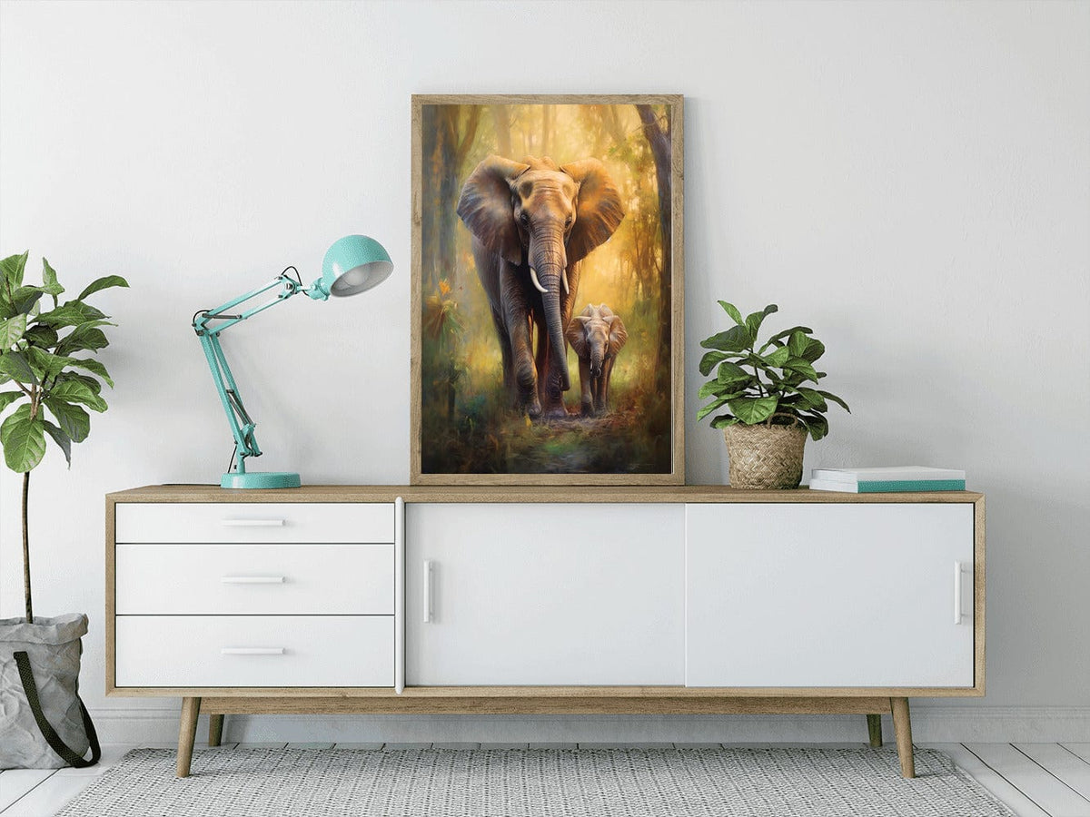 Elephant with calf, forest — Diamond Painting Kit, product view 3