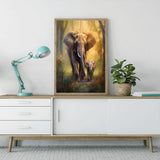 Elephant with calf, forest — Diamond Painting Kit, product view 3