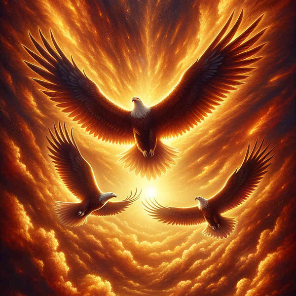 Three Eagles in Flight — Diamond Painting Kit design