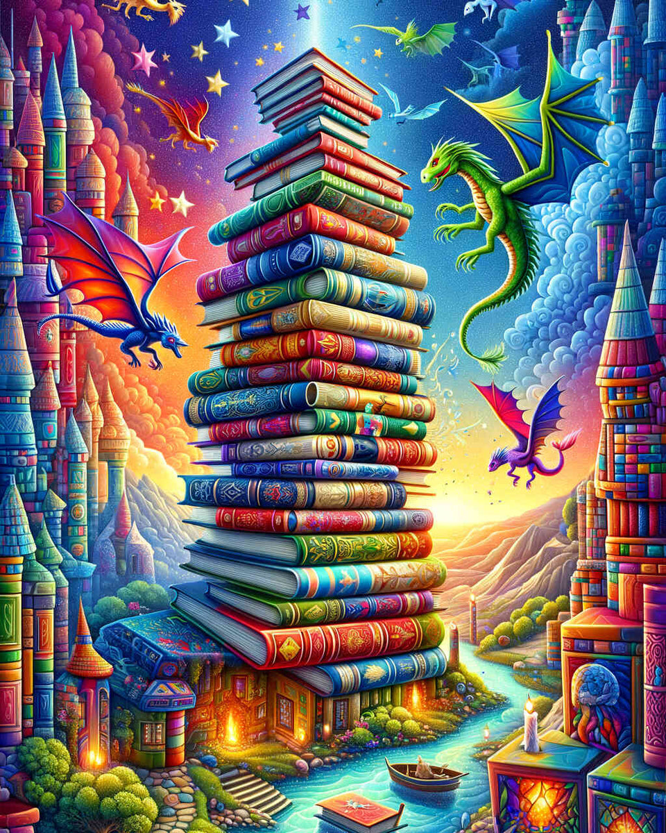 Book Tower, Cartoon — Diamond Painting Kit design