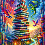Book Tower, Cartoon — Diamond Painting Kit design
