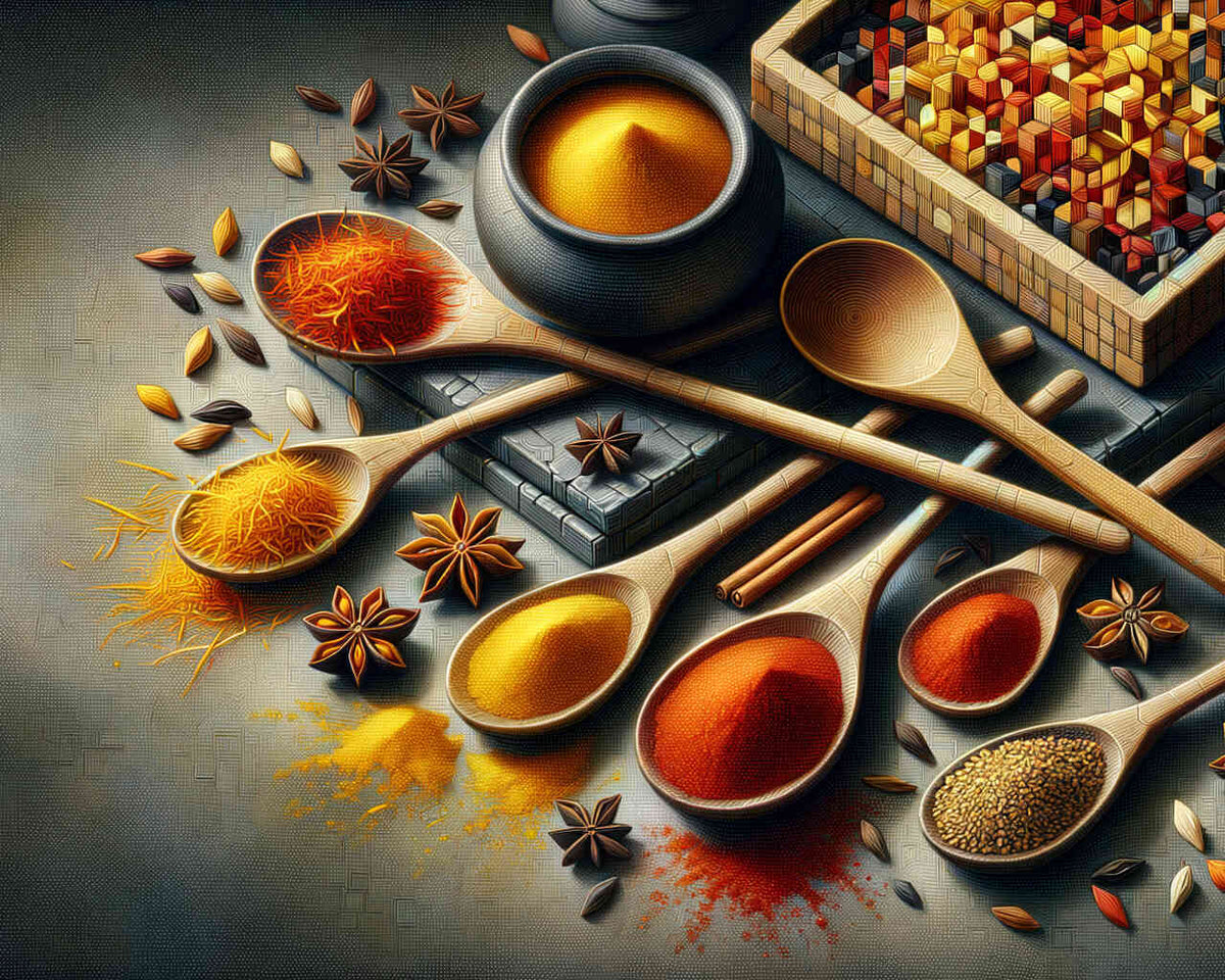 Spices in Wooden Spoons — Diamond Painting Kit design