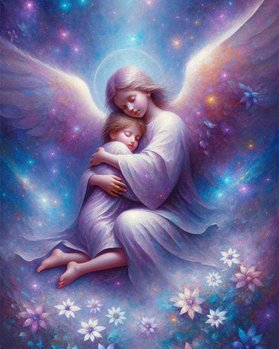 Child with guardian angel — Diamond Painting Kit design