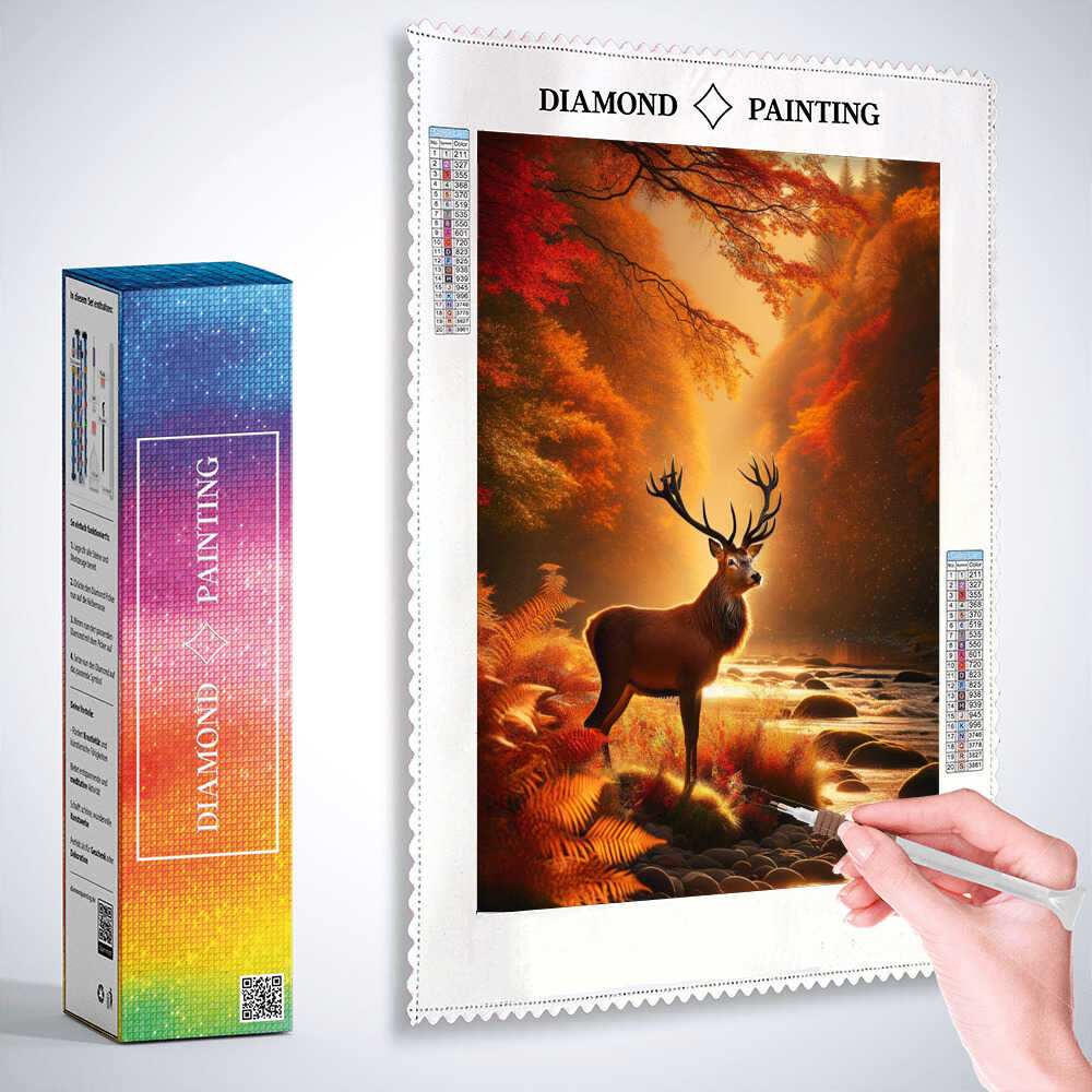 Deer at the river — Diamond Painting Kit, product view 3