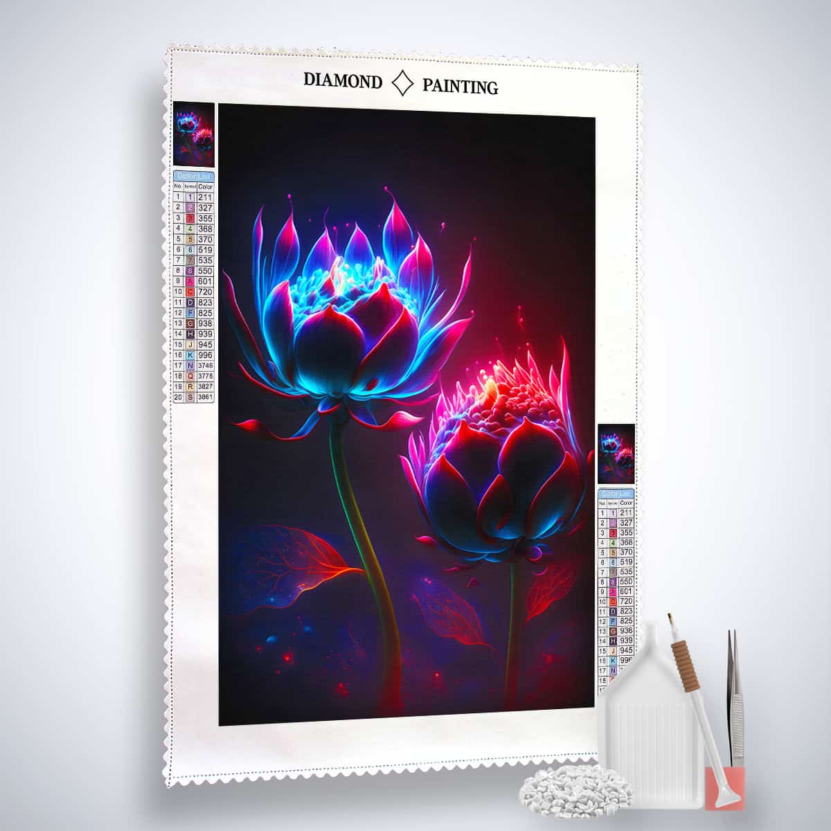 Flower heads at night — Diamond Painting Kit, product view 2