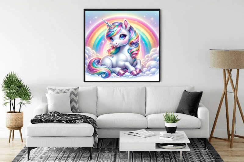 Unicorn in front of rainbow — Diamond Painting Kit, product view 2