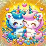 Unicorn love, cartoon — Diamond Painting Kit design