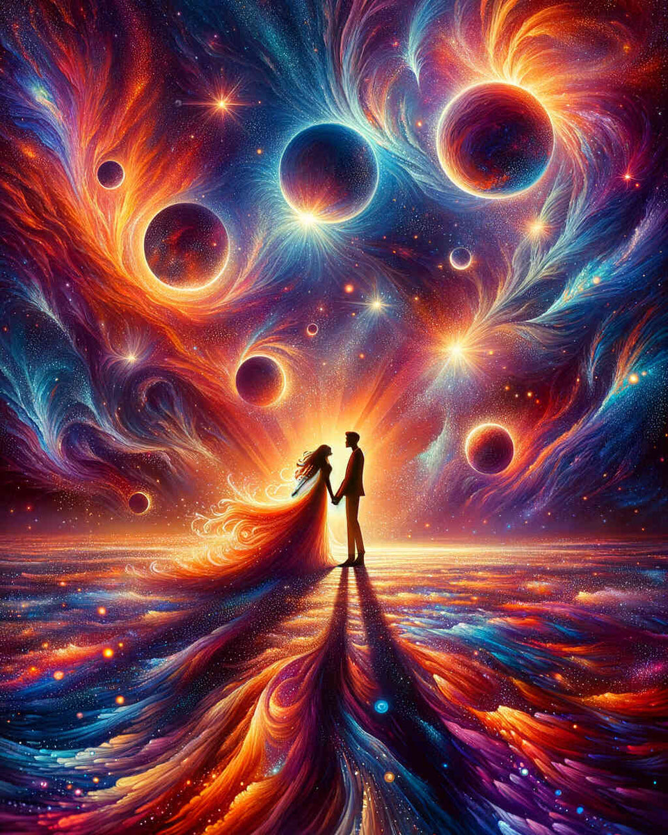 Couple in love in space — Diamond Painting Kit design