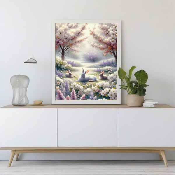 Bunny surrounded by flowers — Diamond Painting Kit, product view 2