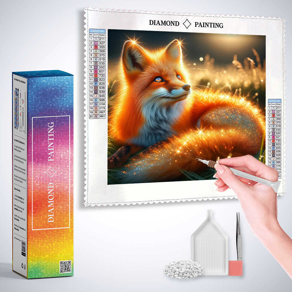 A Fox's Sparkling Dreams — Diamond Painting Kit, product view 3