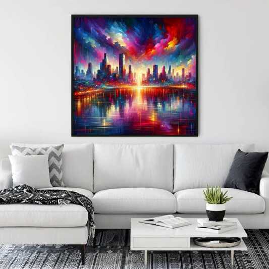 Abstract city, skyline — AB Diamond Painting Kit, product view 2