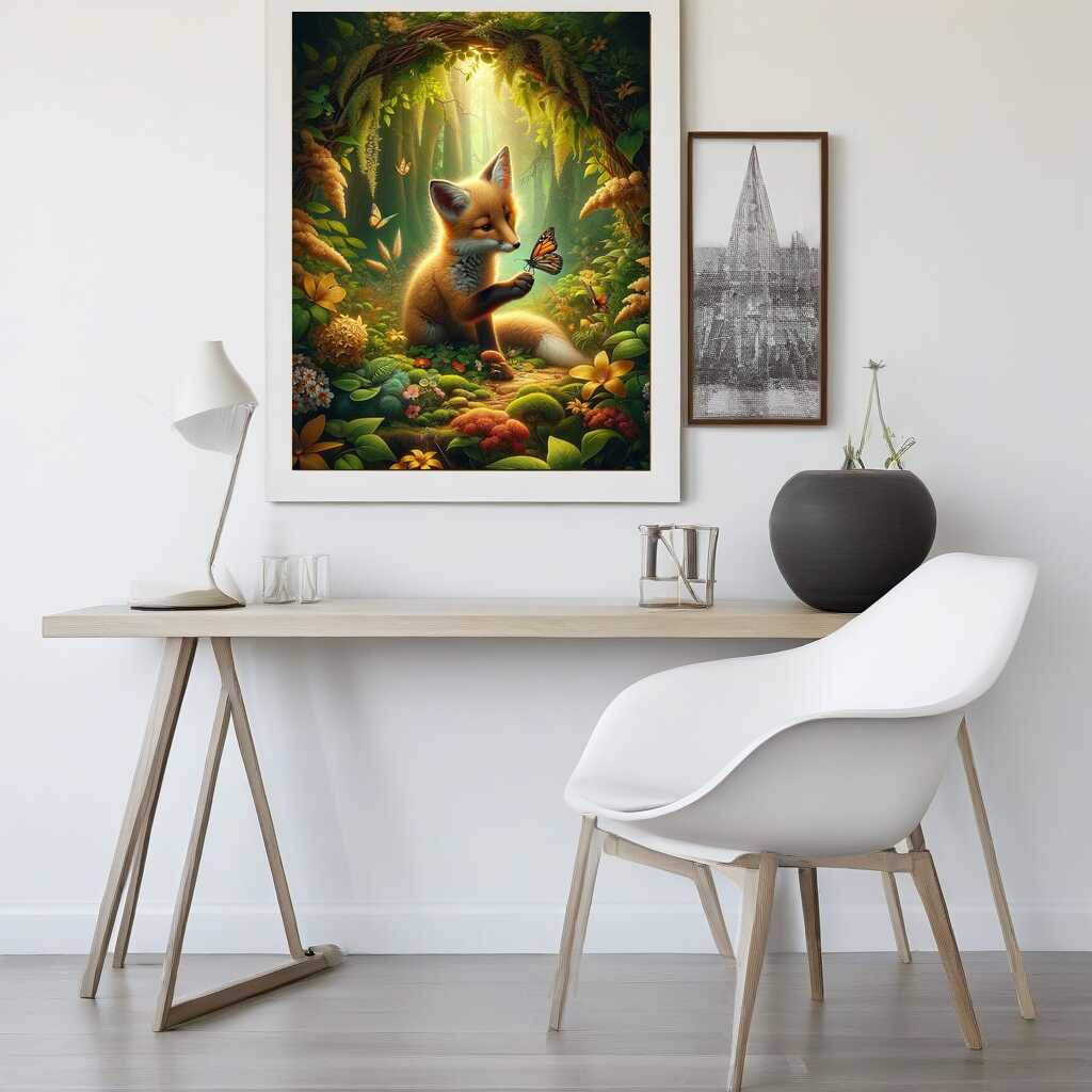 Friendship fox and butterfly — Diamond Painting Kit, product view 2