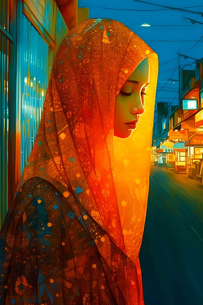 Woman in Orange — AB Diamond Painting Kit, product view 2