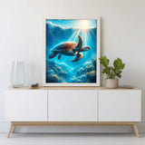 Sea turtle swims in the ocean — Diamond Painting Kit, product view 2