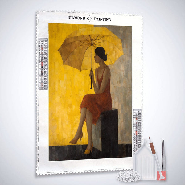Yellow Umbrella — Diamond Painting Kit, product view 2