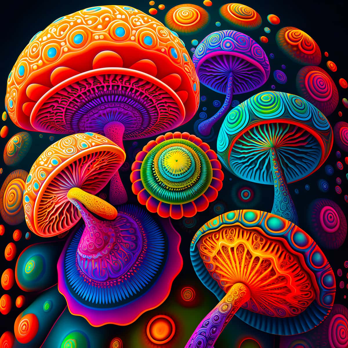Magic Mushrooms Abstract — AB Diamond Painting Kit design