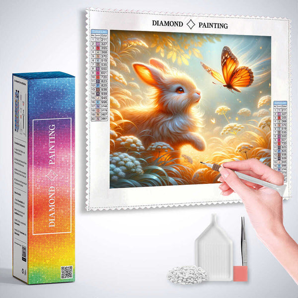 Rabbit with butterfly — Diamond Painting Kit, product view 3