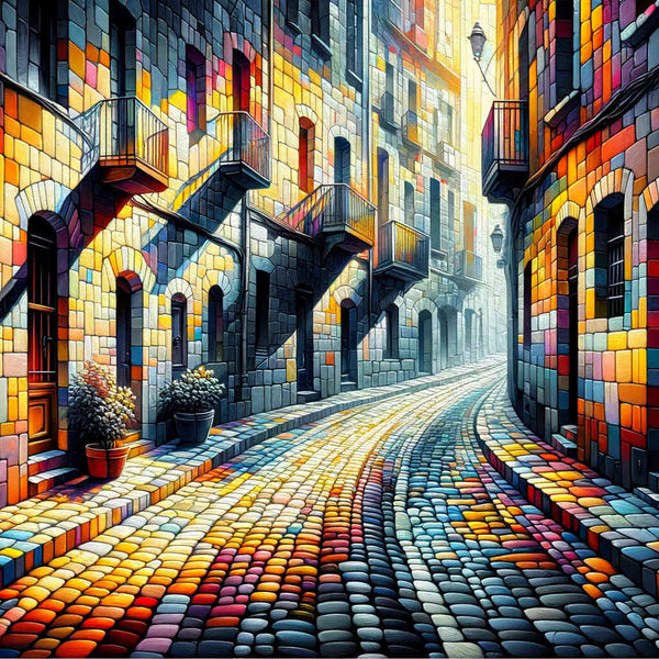 The Colorfully Paved Street — Diamond Painting Kit design