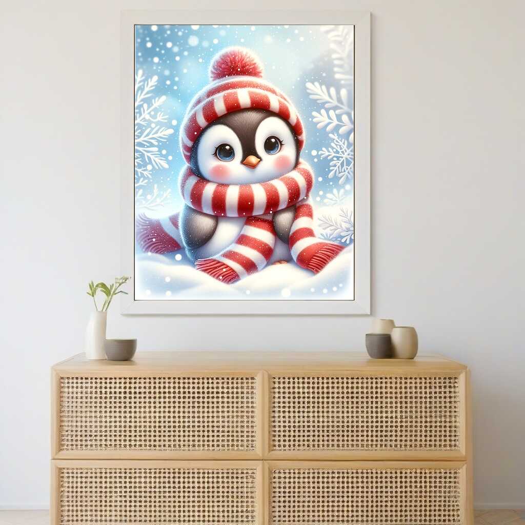 Penguin with scarf — Diamond Painting Kit, product view 2