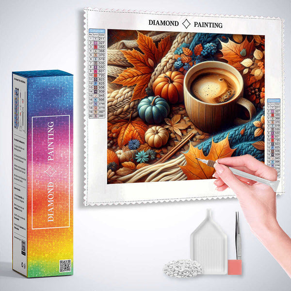 Coffee in fall — Diamond Painting Kit, product view 3