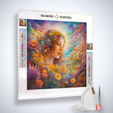 Flower girl in the garden — Diamond Painting Kit, product view 2
