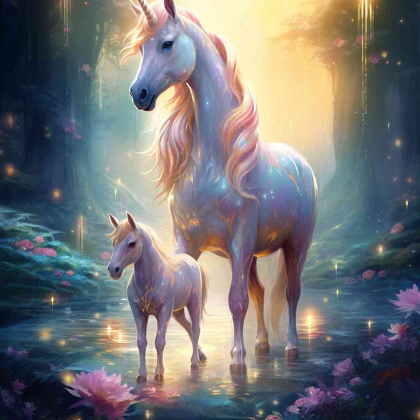 The Enchanted Unicorn Forest — Diamond Painting Kit design