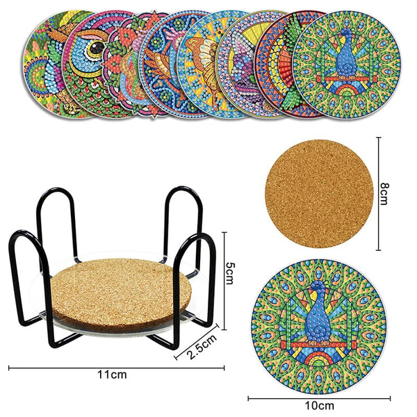 Animals, round — Diamond Painting Coaster Set, product view 3