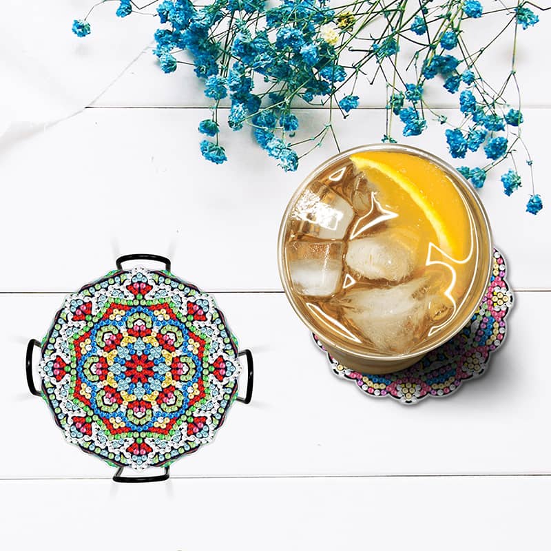 Flower Mandala — Diamond Painting Coaster Set, product view 2