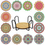 Flower Mandala — Diamond Painting Coaster Set design