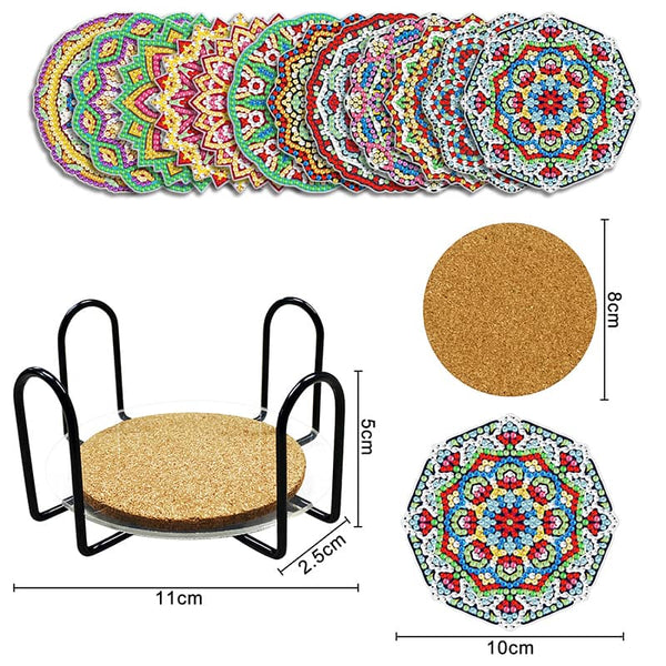 Flower Mandala — Diamond Painting Coaster Set, product view 3