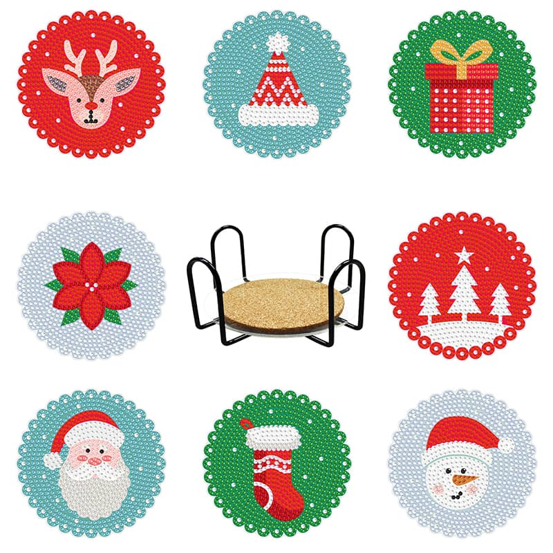 Christmas, Snowflakes — Diamond Painting Coaster Set design