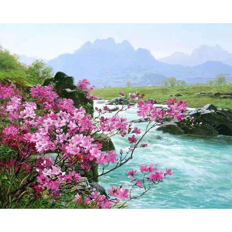 Turquoise river in the mountains — Diamond Painting Kit design