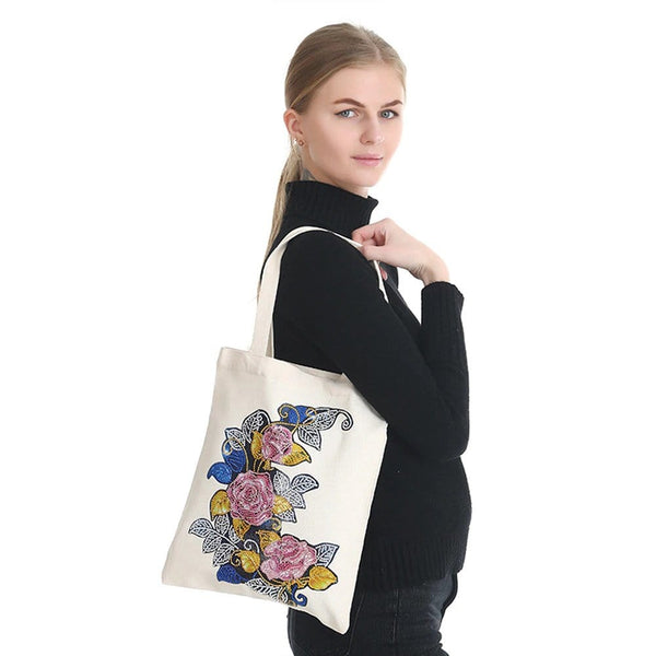 Floral decoration — Diamond Painting Tote Bag Kit, product view 2