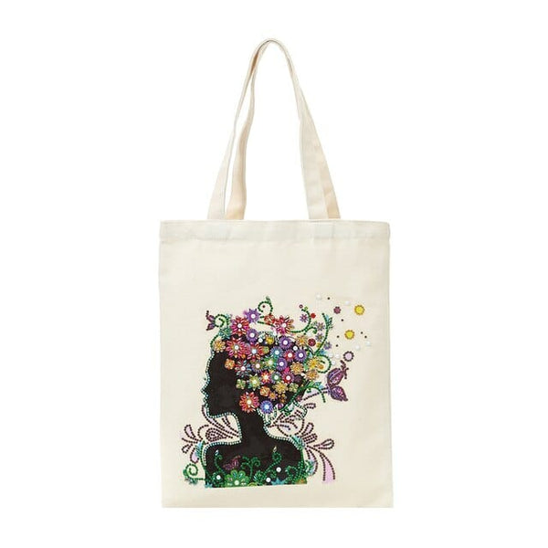 Flower hair — Diamond Painting Tote Bag Kit design