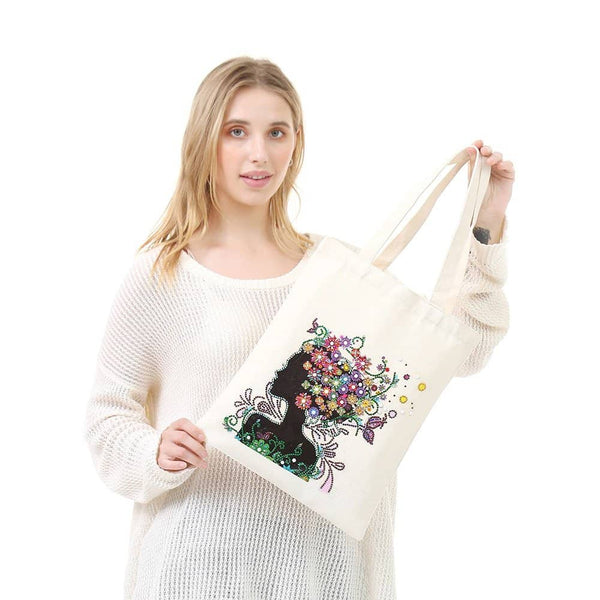Flower hair — Diamond Painting Tote Bag Kit, product view 2
