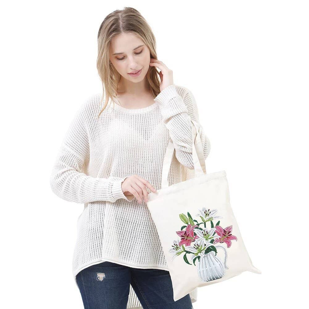 Elegant flowers — Diamond Painting Tote Bag Kit, product view 2