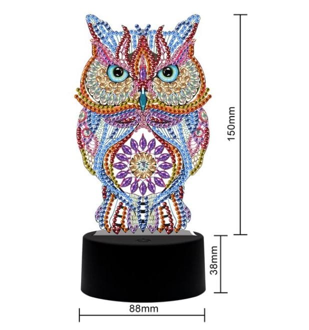 Colorful owl — Diamond Painting Lamp Kit, product view 3