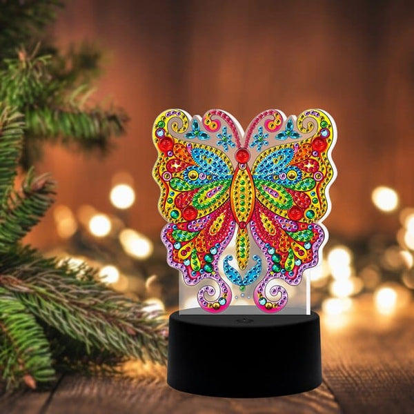 Colorful butterfly (Design 2370) — Diamond Painting Lamp Kit, product view 2