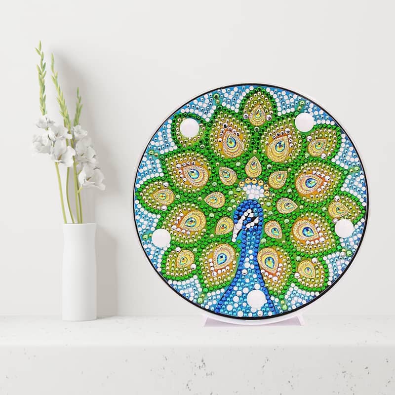 Peacock — Diamond Painting Lamp Kit, product view 2