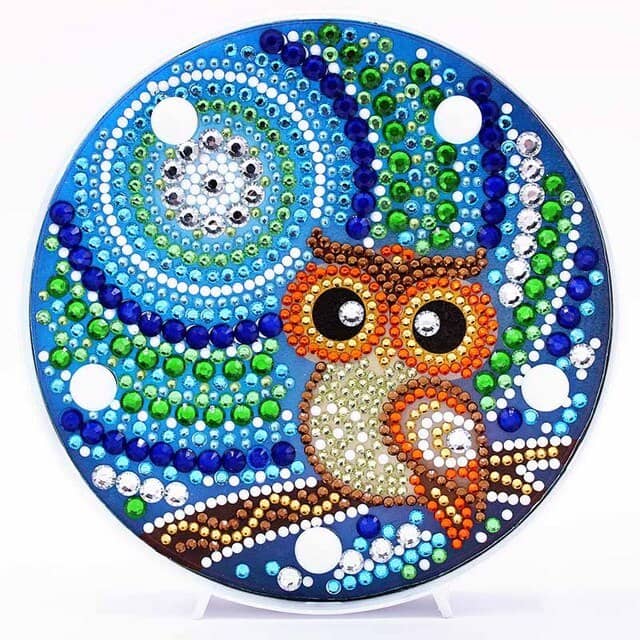 Owl on branch — Diamond Painting Lamp Kit design