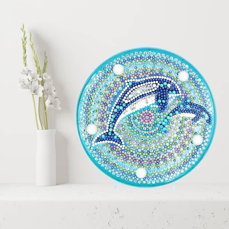 Dolphins — Diamond Painting Lamp Kit, product view 2