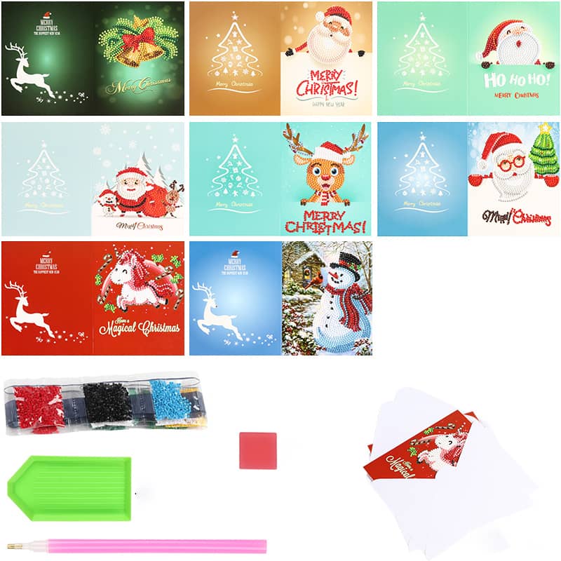 Christmas Cards, Set of 8 — Diamond Painting Greeting Card Set, product view 3