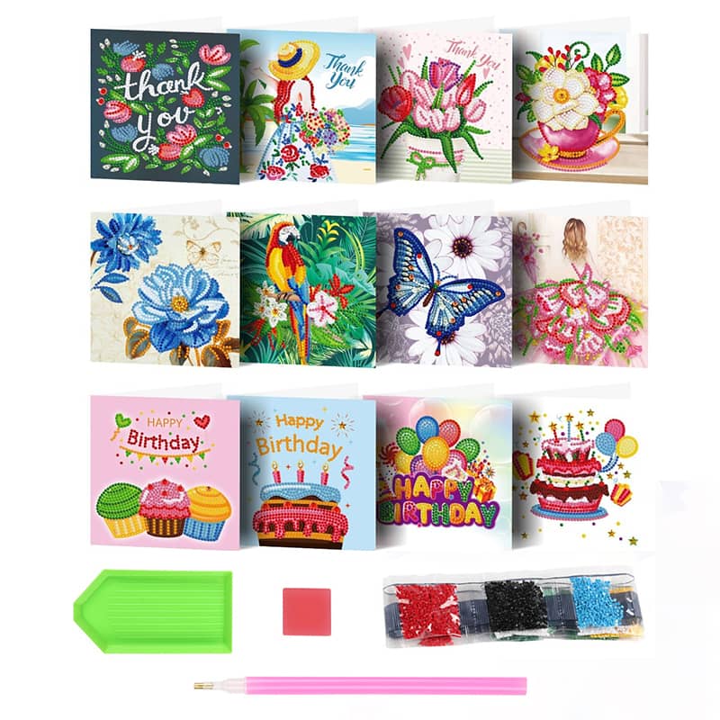 Happy Birthday, Set of 12 — Diamond Painting Greeting Card Set, product view 2