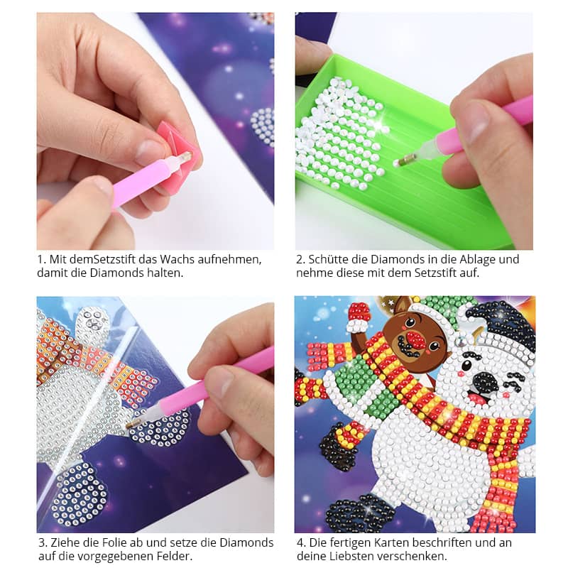 Christmas Greetings, Set of 4 — Diamond Painting Greeting Card Set, product view 7