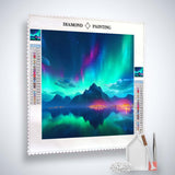 Northern lights with glowing city — AB Diamond Painting Kit, product view 2