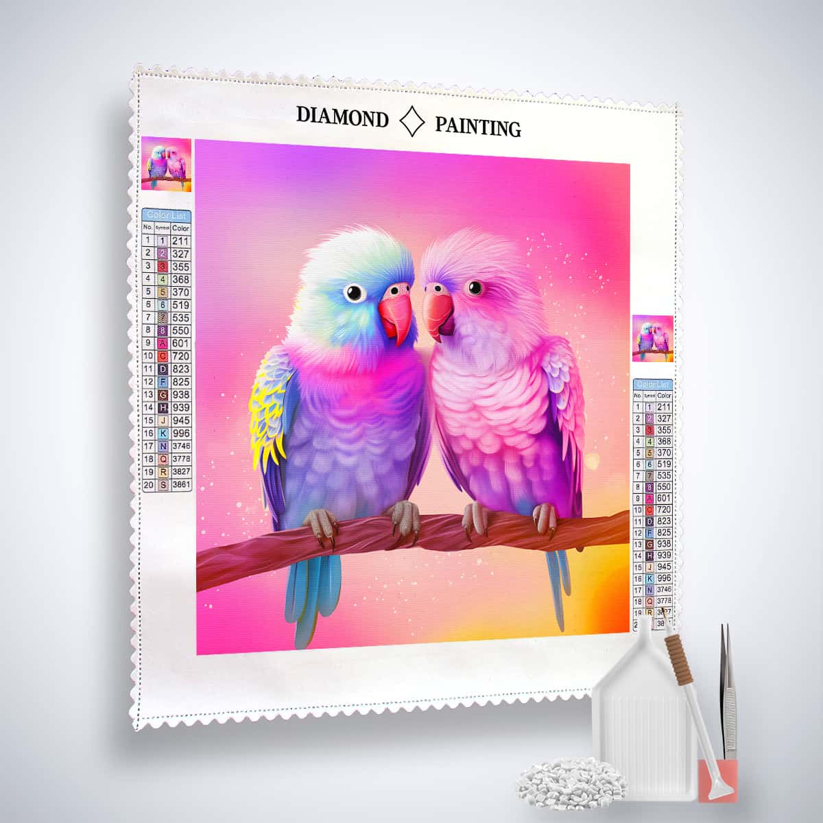 Lovebirds — AB Diamond Painting Kit, product view 2