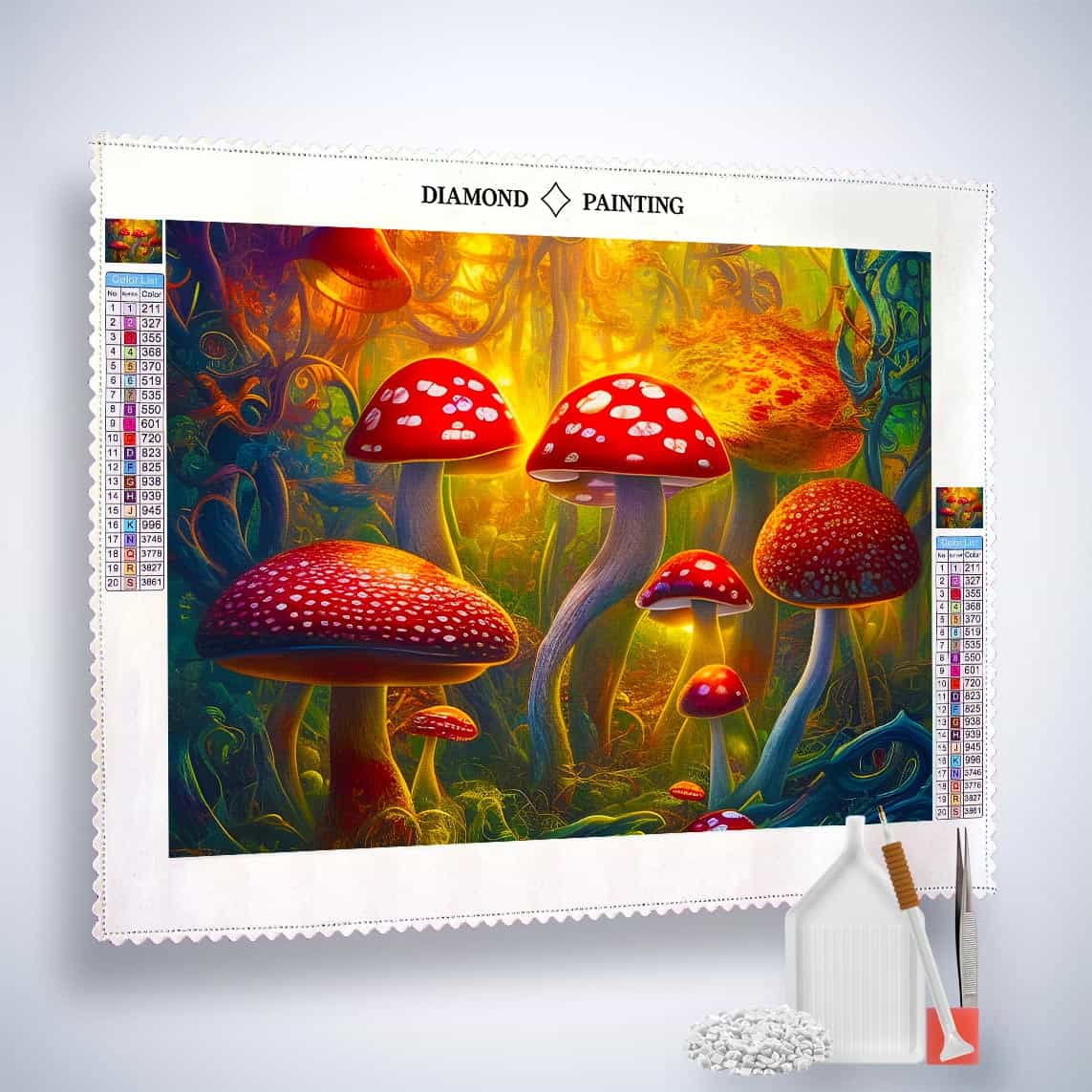 Fly agaric family — Diamond Painting Kit, product view 2